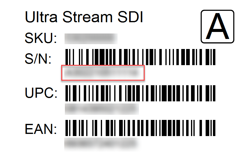 Example of Ultra Stream's serial number